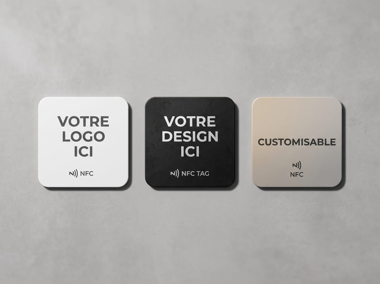 Trois MyTap personnalisées : votre logo, votre design, couleur au choix